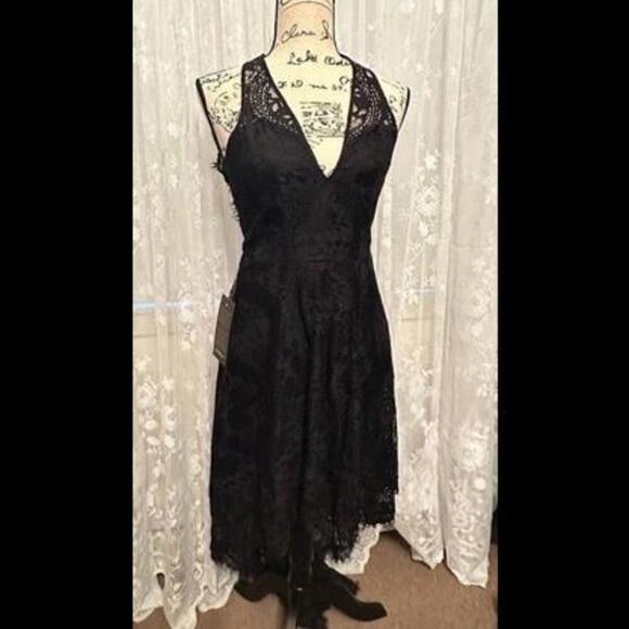 Dresses & Skirts - Black Lace Elegance: Brand New Bebe Dress with High-Low Hem